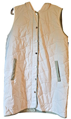 NWT NuAge Quilted Puffer Vest Hooded Cream Full Zip Sleeveless Women's Medium